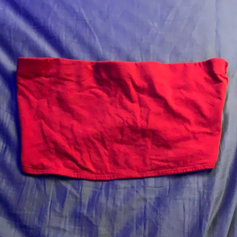 red bandaue top